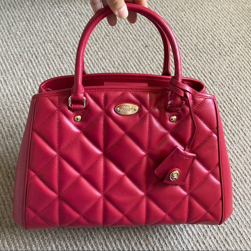 Coach Margot carryall quilted leather satchel bag NWT